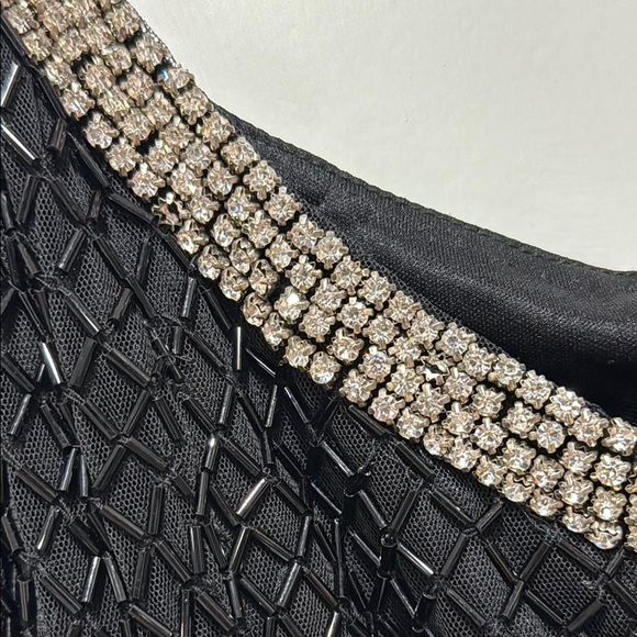 Mac Duggal Black Beaded Spaghetti Strap Rhinestone-Encrusted Column Gown - 6 - Picture 9 of 13